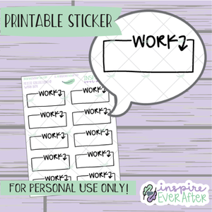 Work Script Box - Printable Stickers - Hand drawn Functional Work/ School Planner Stickers