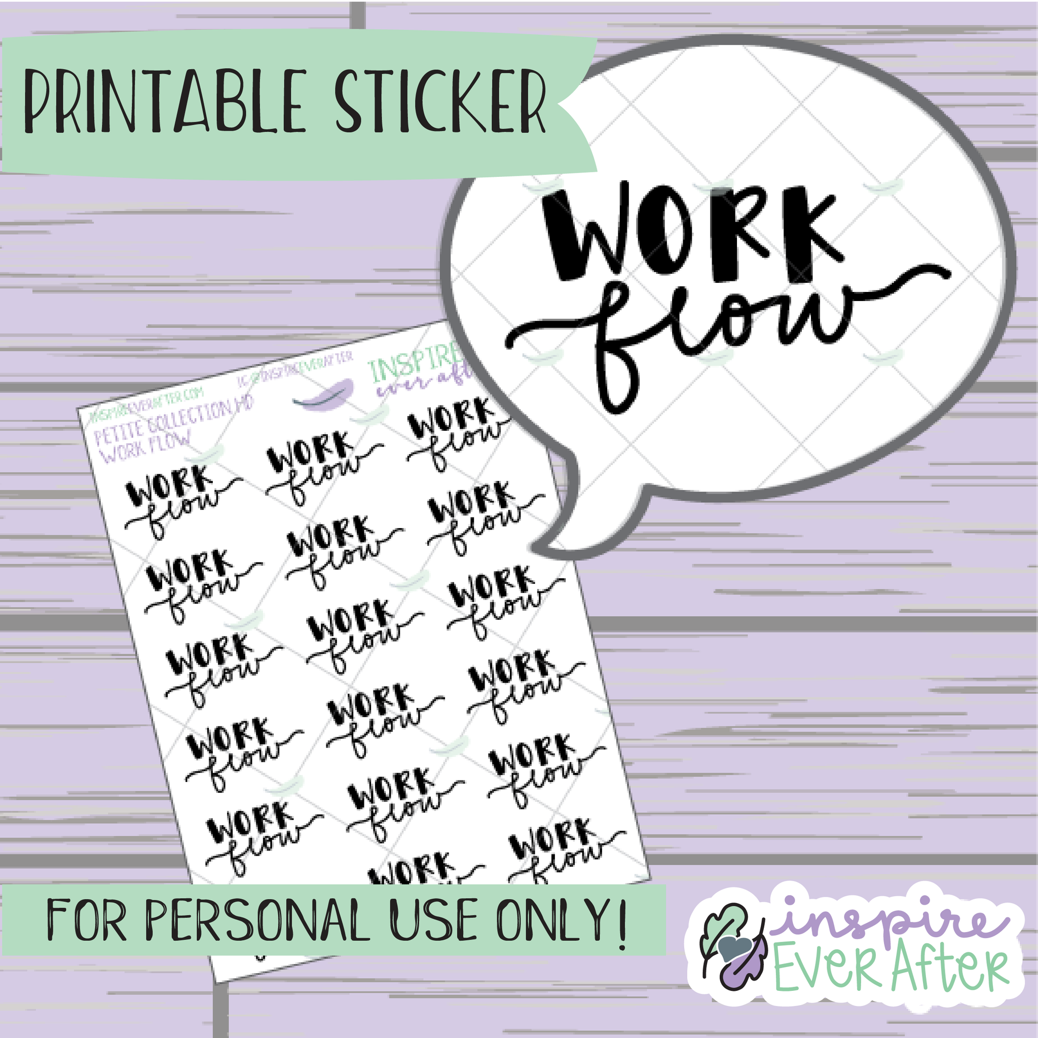 Work Flow Script - Printable Stickers - Hand drawn Work/ School Planner Stickers