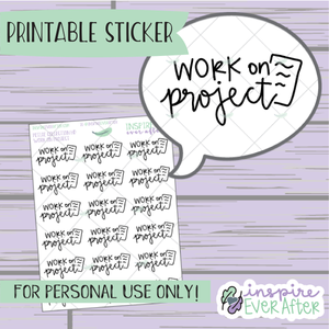 Work on Project Doodle - Printable Stickers - Hand drawn Work/ School Planner Stickers