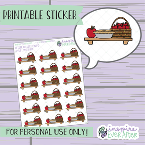 Apple Love Shelf - Printable Stickers - Hand drawn Fall Deco Planner Stickers