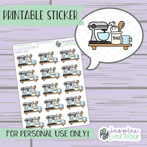 Baking Shelf - Printable Stickers - Hand drawn Food Deco Planner Stickers