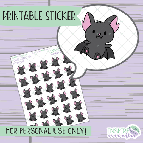 Batrick the Bat Flying - Printable Stickers - Hand drawn Character Deco Planner Stickers