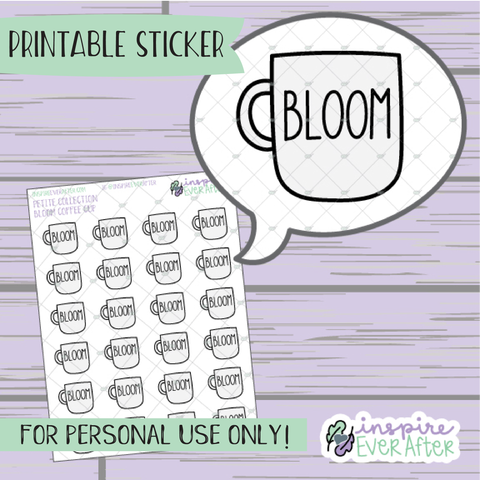 Bloom Coffee Mug - Printable Stickers - Hand drawn Beverage Deco Planner Stickers