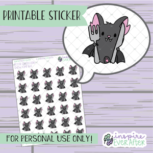 Batrick the Bat Chow Time - Printable Stickers - Hand drawn Character Food Deco Planner Stickers