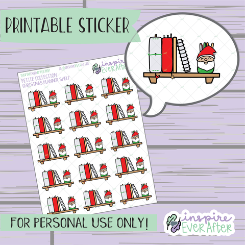 Christmas Planner Shelf - Printable Stickers - Hand drawn Holiday Deco Planner Stickers