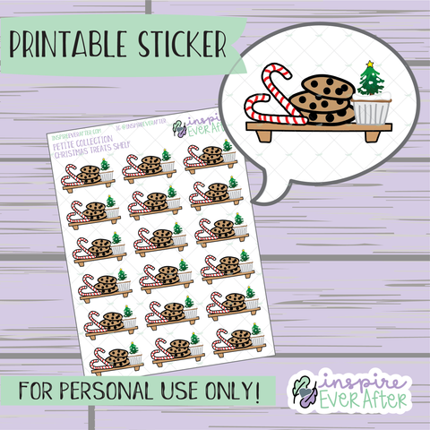 Christmas Treats Shelf - Printable Stickers - Hand drawn Holiday Deco Planner Stickers