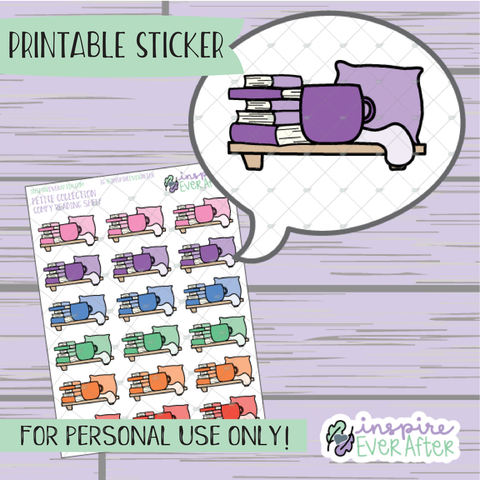 Comfy Reading Shelf - Printable Stickers - Hand drawn Book Deco Planner Stickers