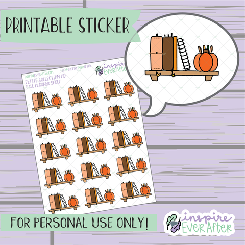 Fall Planner Shelf - Printable Stickers - Hand drawn Fall Deco Planner Stickers