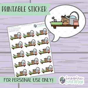 Gardening Shelf - Printable Stickers - Hand drawn Plant Care Deco Planner Stickers