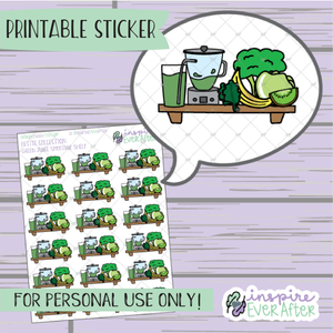 Green Juice Smoothie Shelf - Printable Stickers - Hand drawn Beverage Deco Planner Stickers