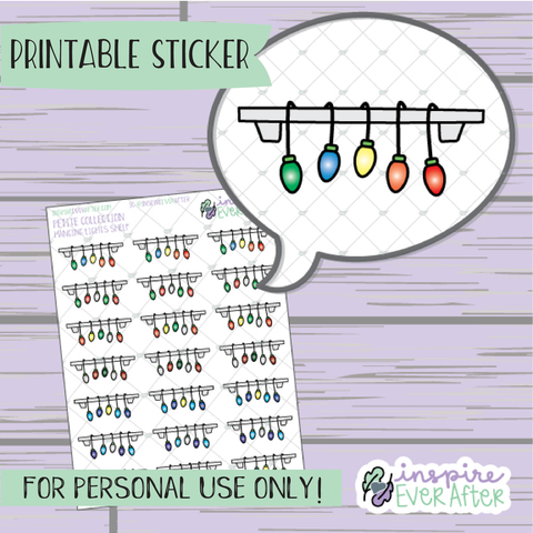 Hanging Lights Shelf - Printable Stickers - Hand drawn Christmas Deco Planner Stickers