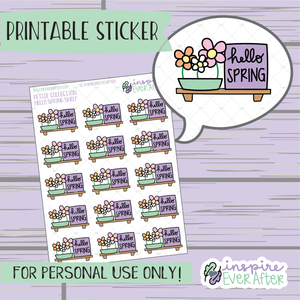 Hello Spring Shelf - Printable Stickers - Hand drawn Seasonal Deco Planner Stickers