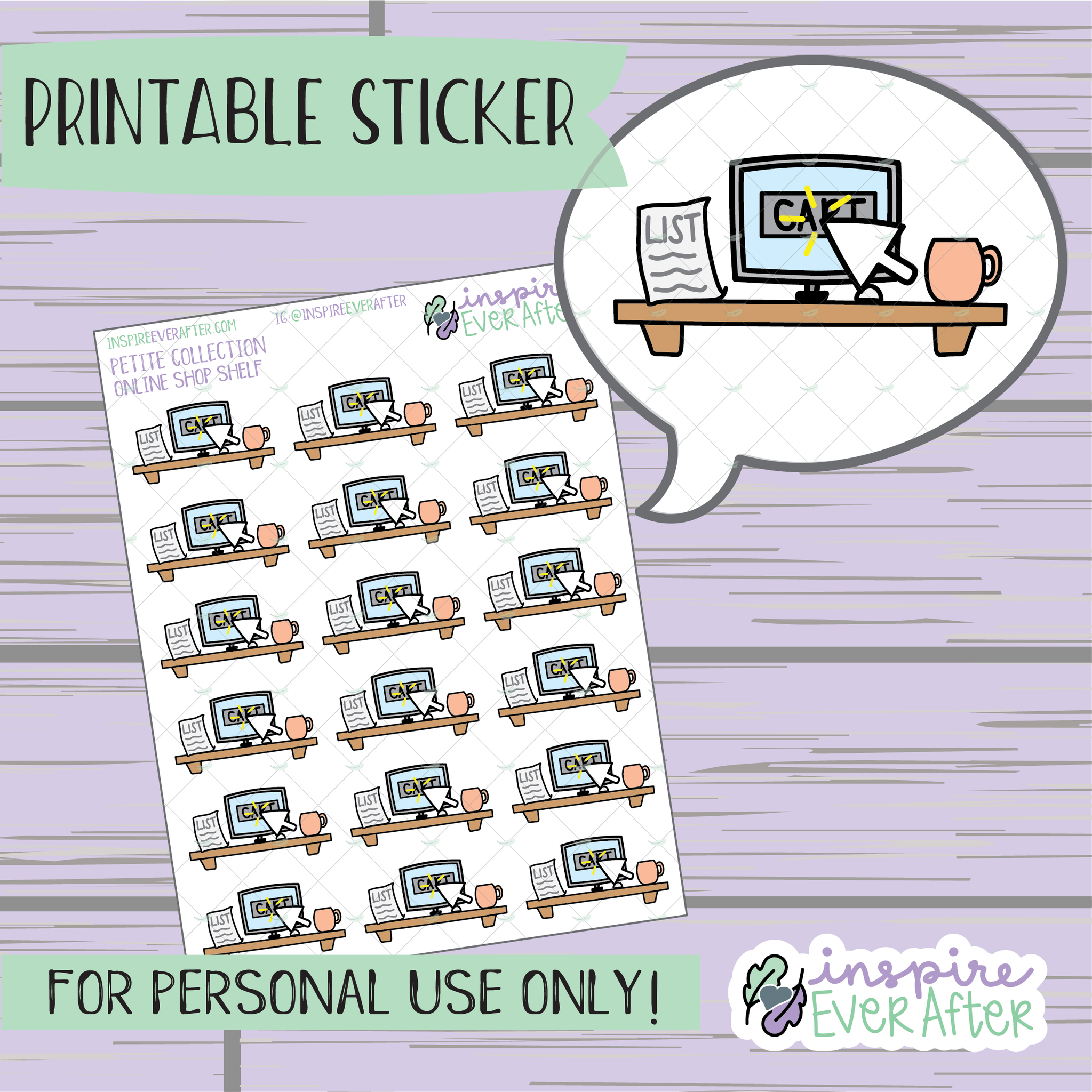 Online Shopping Shelf - Printable Stickers - Hand drawn Retail Deco Planner Stickers