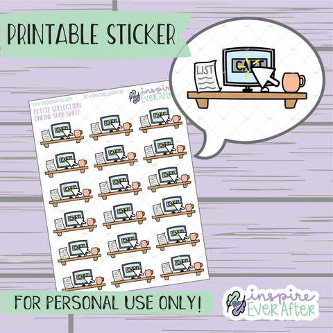 Online Shopping Shelf - Printable Stickers - Hand drawn Retail Deco Planner Stickers