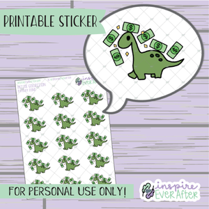 Dino Payday - Printable Stickers - Hand drawn Character Deco Planner Stickers