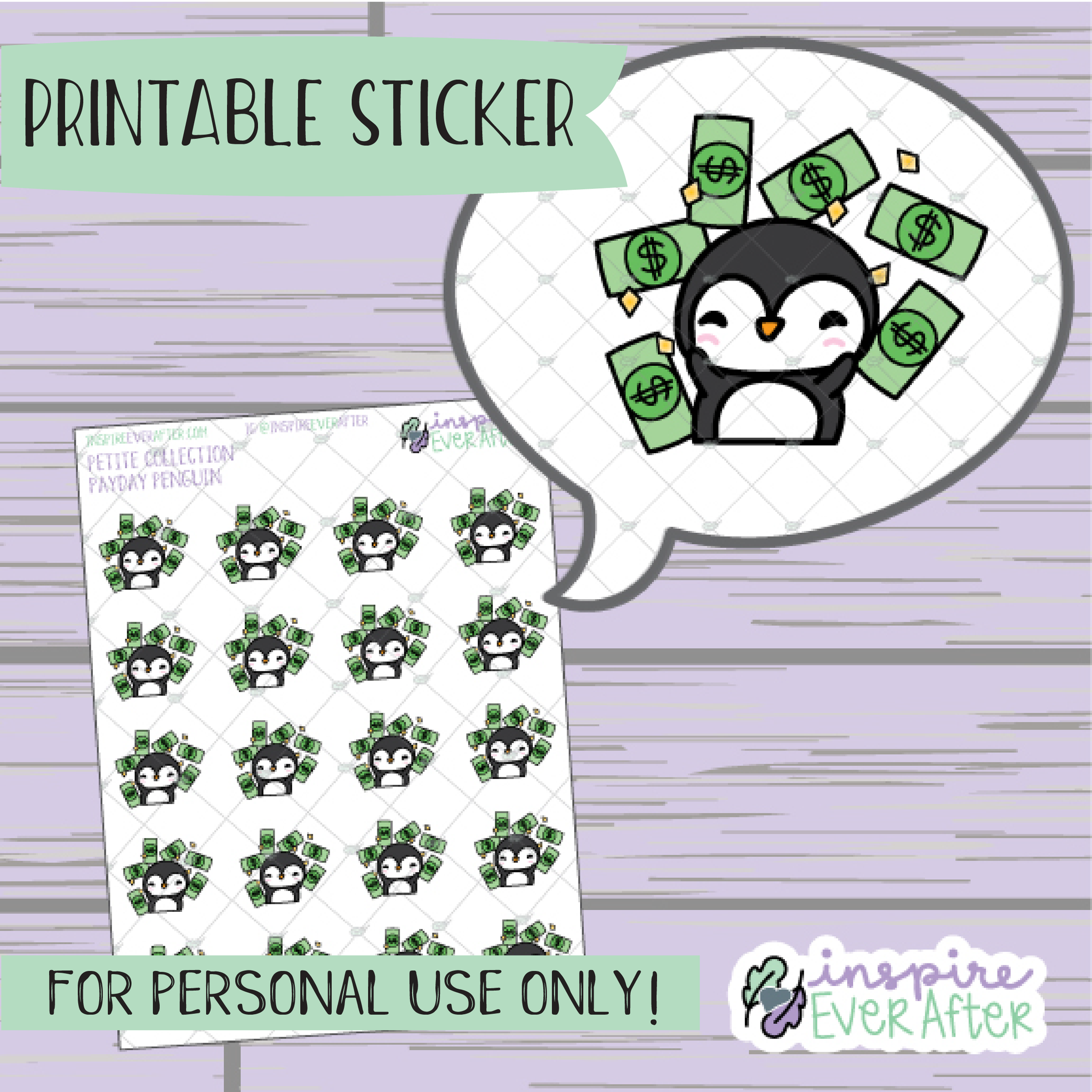 Penguin Payday - Printable Stickers - Hand drawn Character Deco Planner Stickers