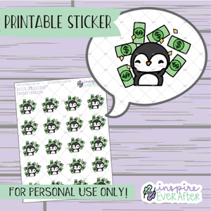 Penguin Payday - Printable Stickers - Hand drawn Character Deco Planner Stickers