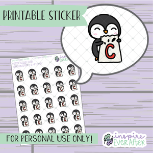 Penguin Loves Chicken Fast Food - Printable Stickers - Hand drawn Character Food Deco Planner Stickers