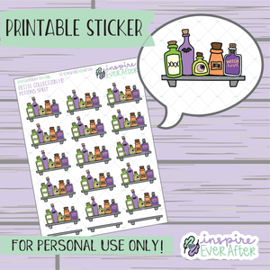 Potions Shelf - Printable Stickers - Hand drawn Halloween Deco Planner Stickers