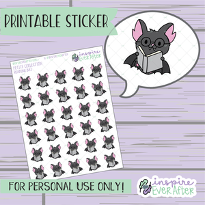 Batrick the Bat Reading - Printable Stickers - Hand drawn Character Deco Planner Stickers