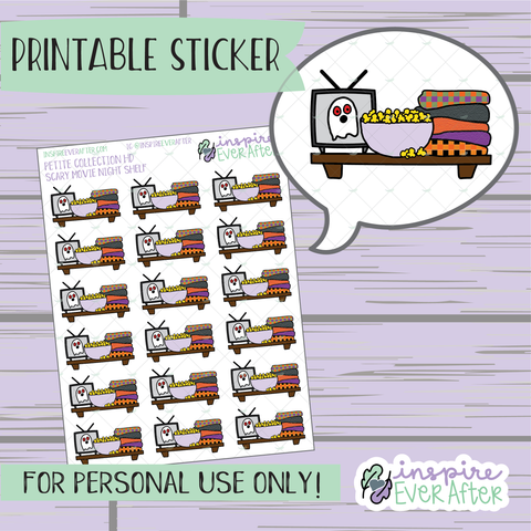 Scary Movie Shelf - Printable Stickers - Hand drawn Fall/Halloween Deco Planner Stickers