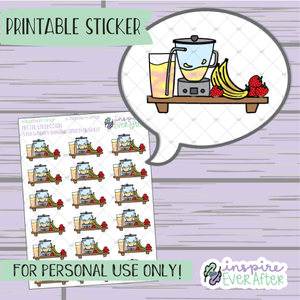 Strawberry Banana Smoothie Shelf - Printable Stickers - Hand drawn Beverage Deco Planner Stickers