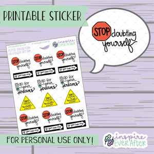 Assorted Traffic Sign Positive Affirmations - Printable Stickers - Hand drawn Positive Affirmation Deco Planner Stickers