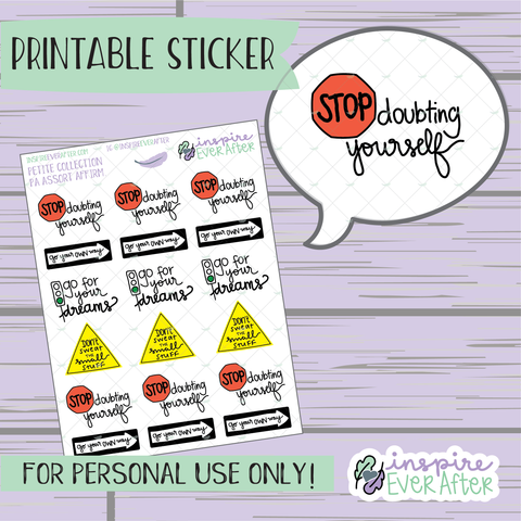 Assorted Traffic Sign Positive Affirmations - Printable Stickers - Hand drawn Positive Affirmation Deco Planner Stickers