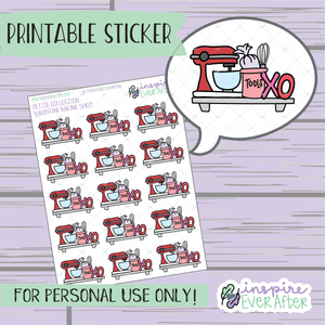 Valentine Baking Shelf - Printable Stickers - Hand drawn Food Deco Planner Stickers