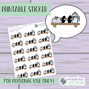 Workout Shelf - Printable Stickers - Hand drawn Fitness Deco Planner Stickers