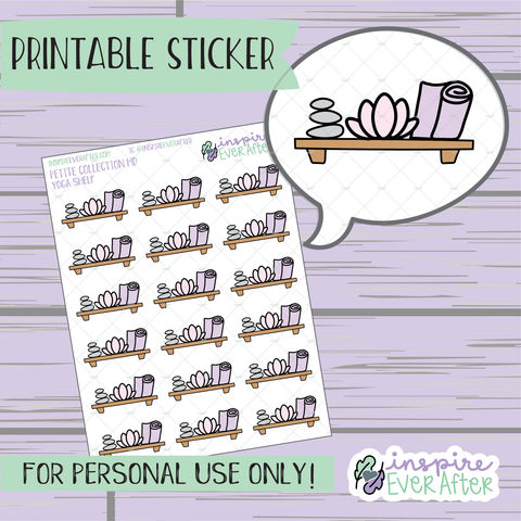 Yoga Shelf - Printable Stickers - Hand drawn Fitness Deco Planner Stickers