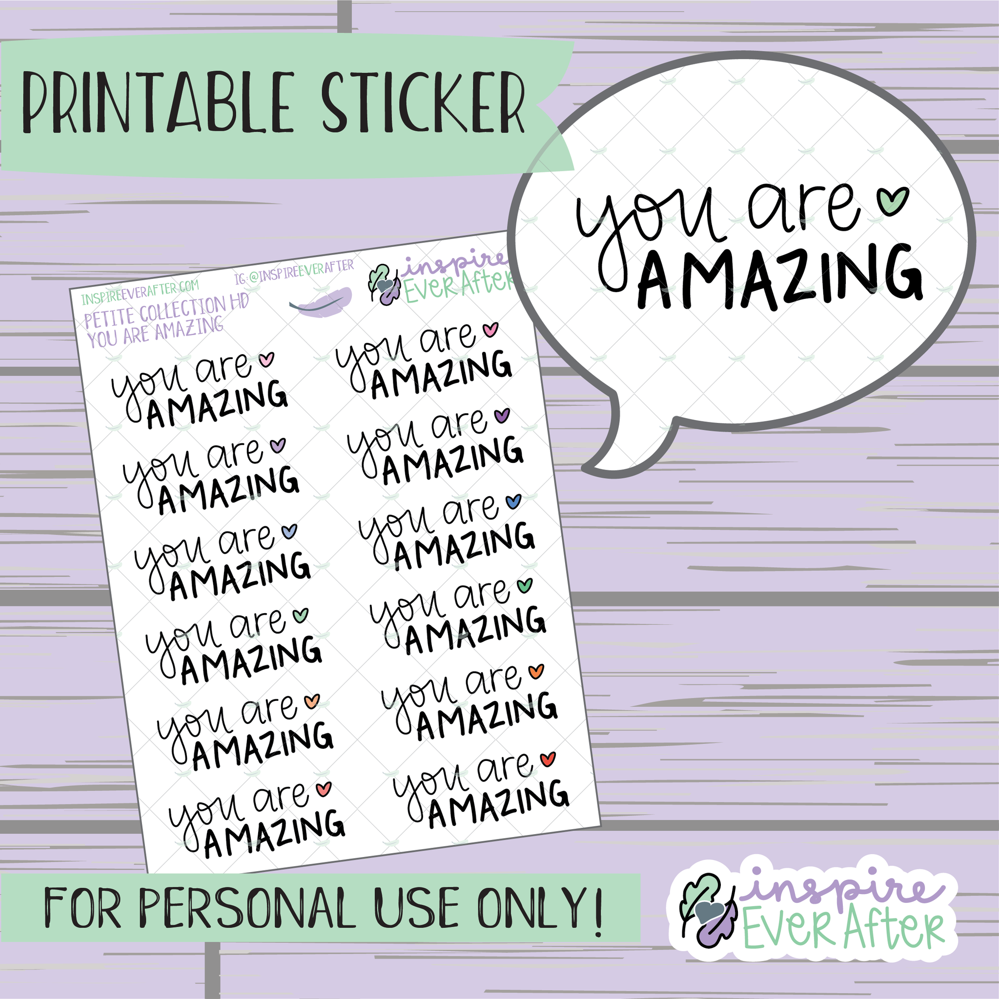 You Are Amazing - Printable Stickers - Hand drawn Positive Affirmation Deco Planner Stickers