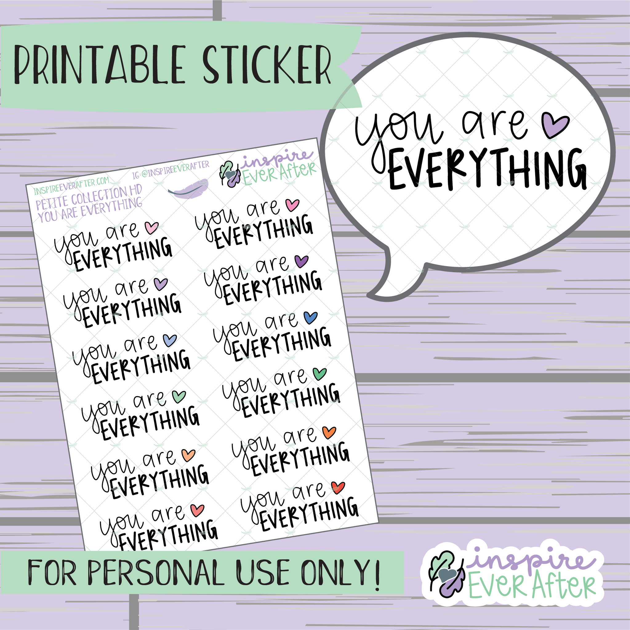 You Are Everything - Printable Stickers - Hand drawn Positive Affirmation Deco Planner Stickers