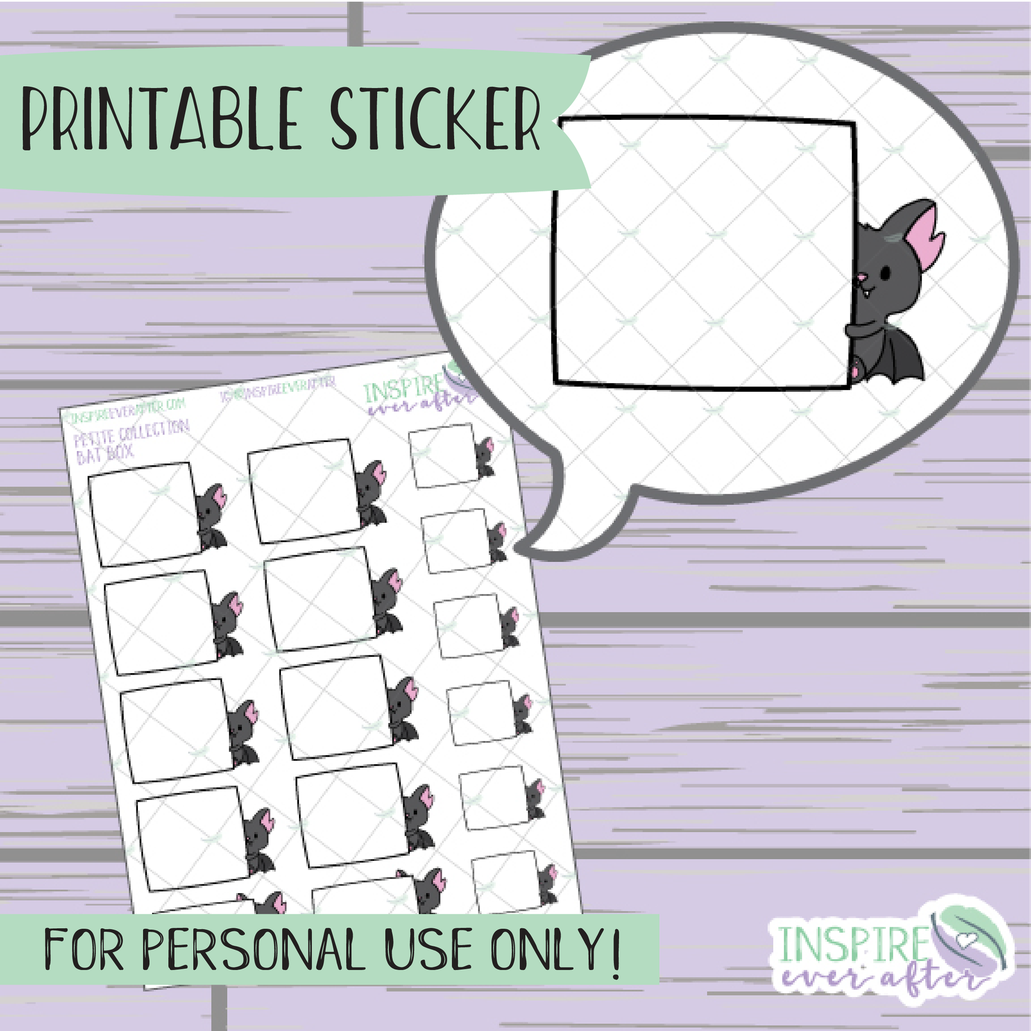 Batrick the Bat Boxes - Printable Stickers - Hand drawn Functional Character Deco Planner Stickers