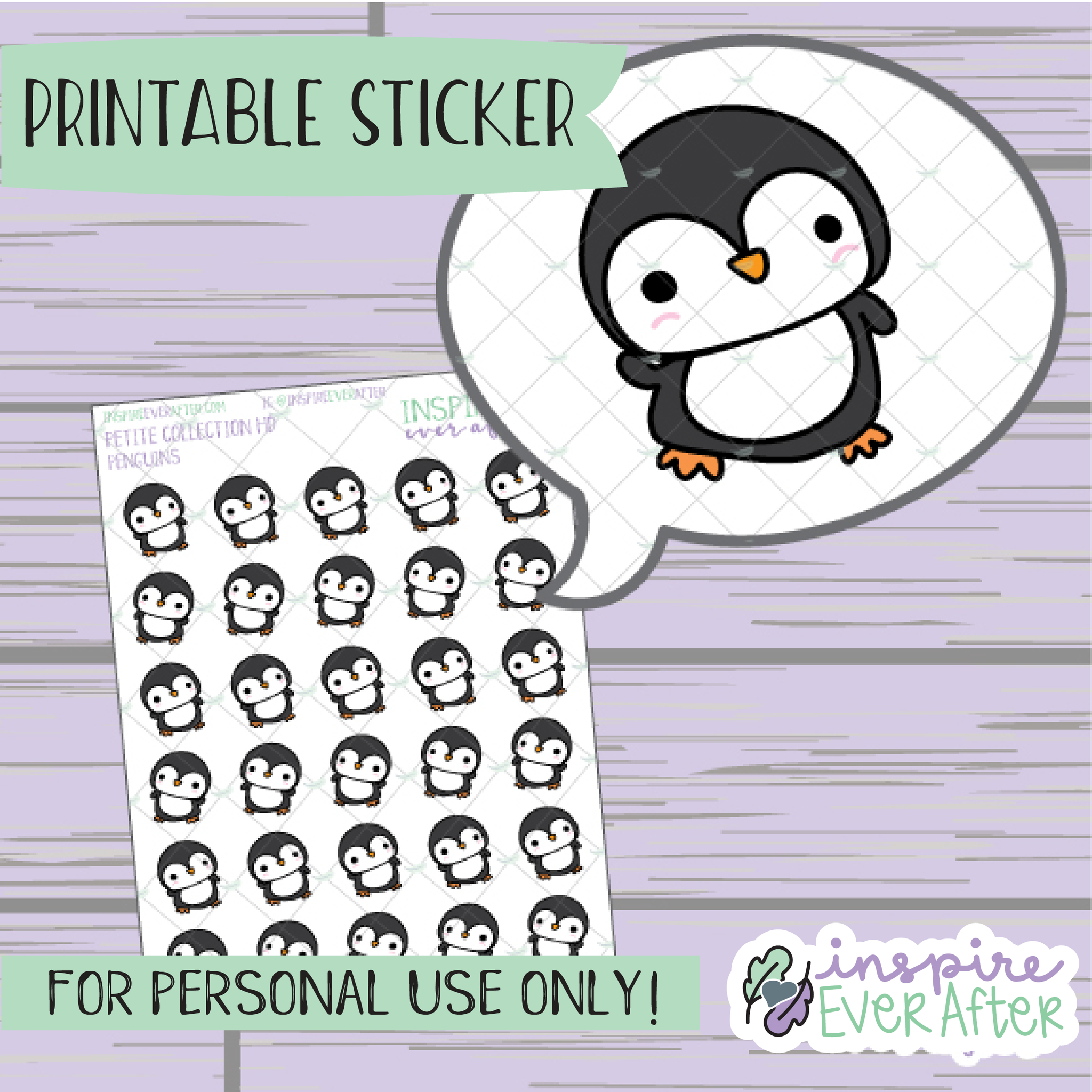 Penguins - Printable Stickers - Hand drawn Character Deco Planner Stickers