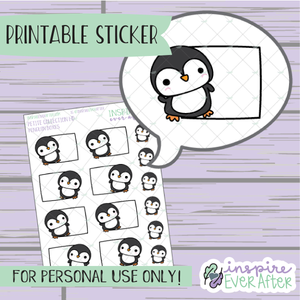 Penguin Box - Printable Stickers - Hand drawn Functional Character Deco Planner Stickers