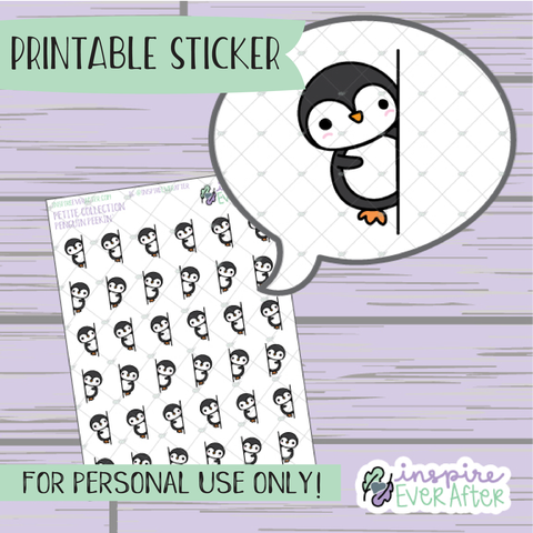 Penguin Peekin' - Printable Stickers - Hand drawn Character Deco Planner Stickers