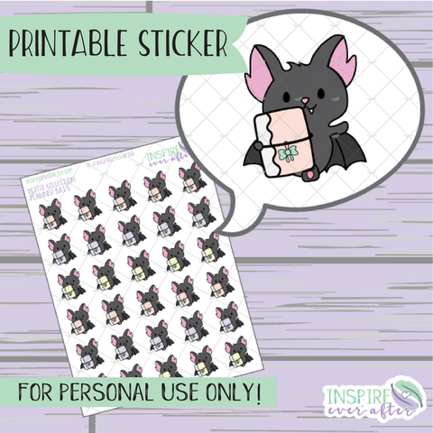 Batrick the Bat with Planner - Printable Stickers - Hand drawn Character Deco Planner Stickers