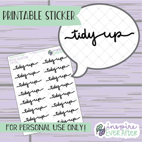 Tidy Up Script - Printable Stickers - Hand drawn Cleaning/ Chores Planner Stickers