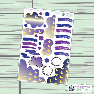 To The Moon Mini Journal Kit ~ Printable Stickers ~ Hand Drawn Functional Planner Weekly Kits