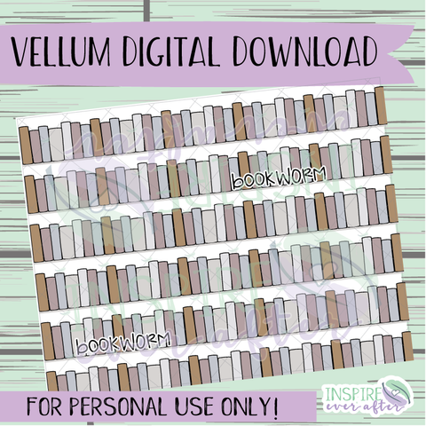 Bookworm Vellum ~ Digital Download ~ Hand Drawn Digitals