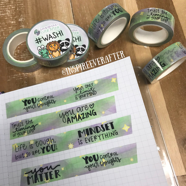 Inspireology Positive Affirmation Washi Roll ~ Hand Drawn Planner Accessories