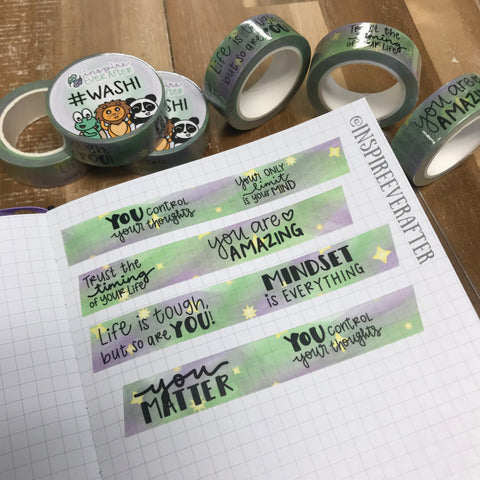 Inspireology Positive Affirmation Washi Roll ~ Hand Drawn Planner Accessories