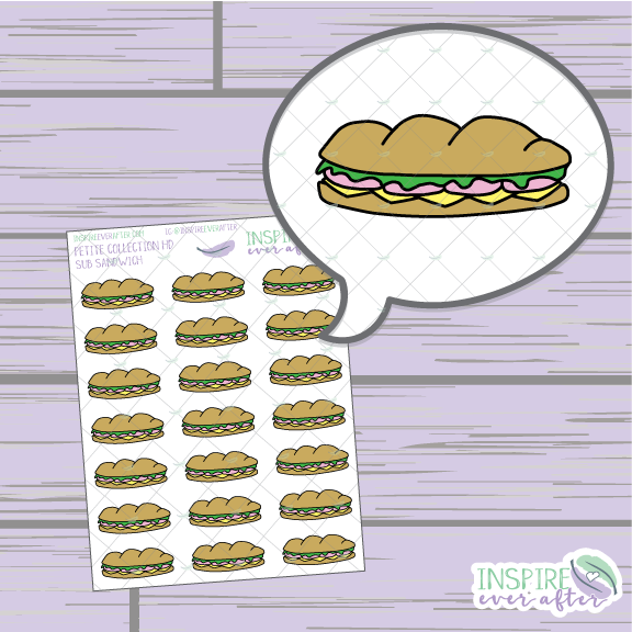 Sub Sandwich Doodle - Printable Stickers - Hand drawn Lunch Food Deco Planner Stickers